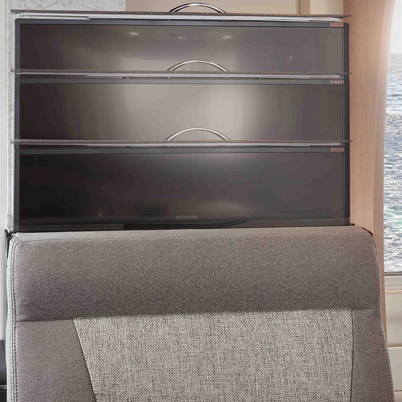 Nahaufnahme TV-Auszugssystem mit unterschiedlichen Stufen 