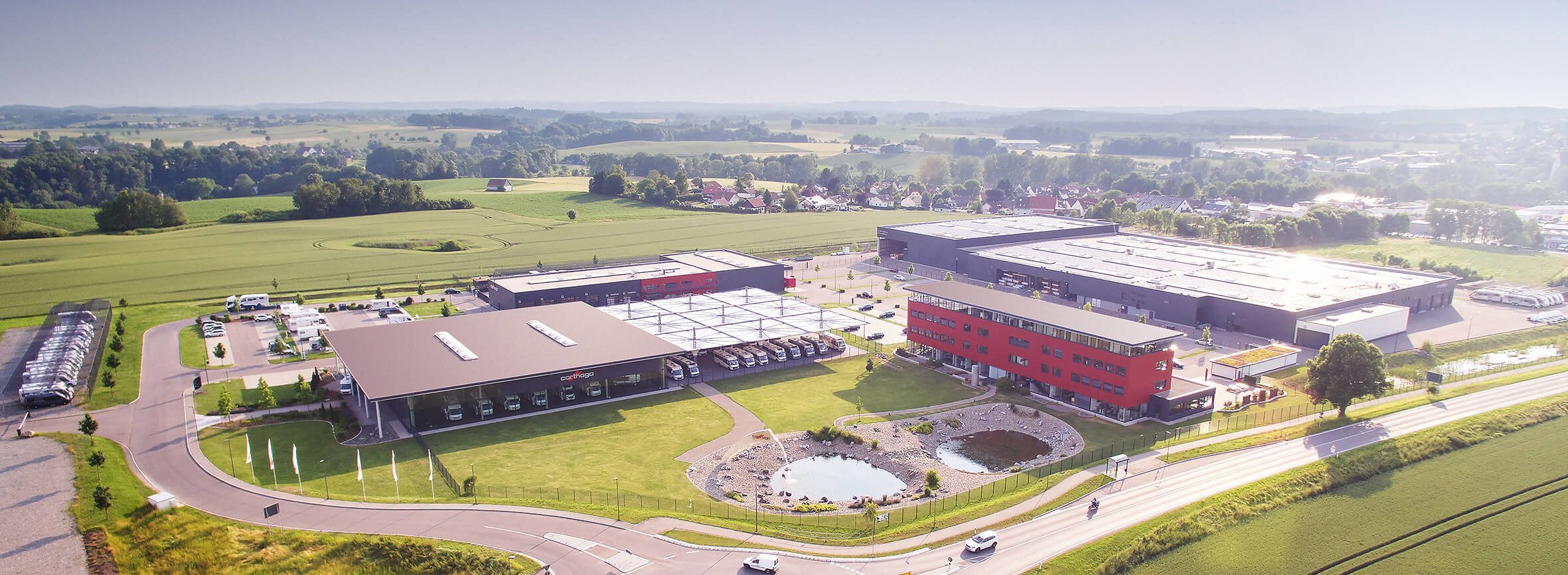 Luftaufnahme des Unternehmensstandorts Carthago City in Aulendorf