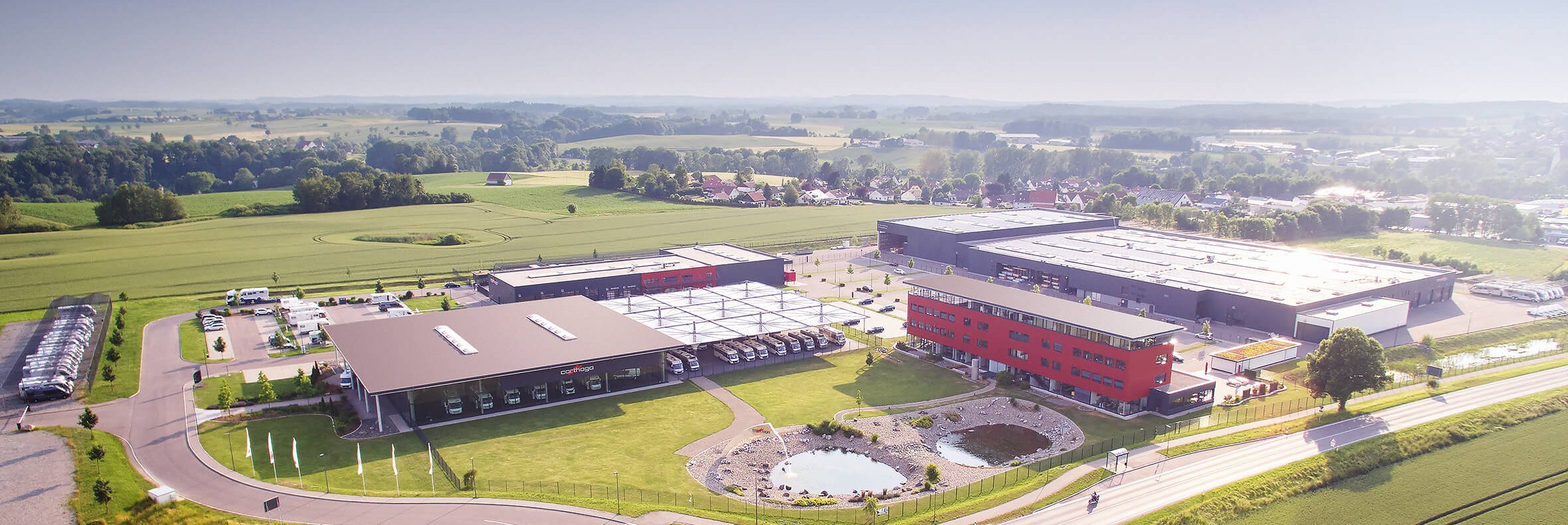 Luftaufnahme des Unternehmensstandorts Carthago City in Aulendorf