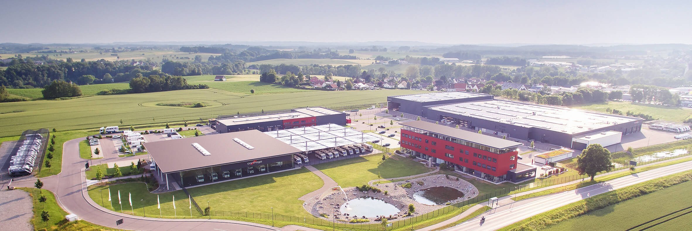 Luftaufnahme des Unternehmensstandorts Carthago City in Aulendorf