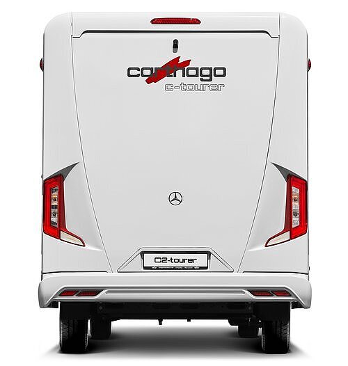 Carthago Wohnmobil C2-tourer Heckansicht auf weißem Hintergrund 