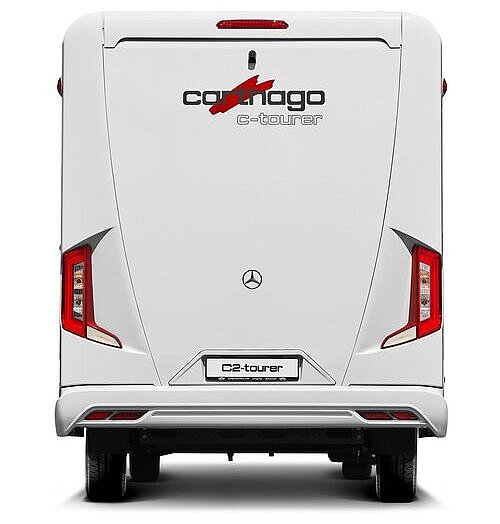 Carthago Wohnmobil C2-tourer Heckansicht auf weißem Hintergrund 