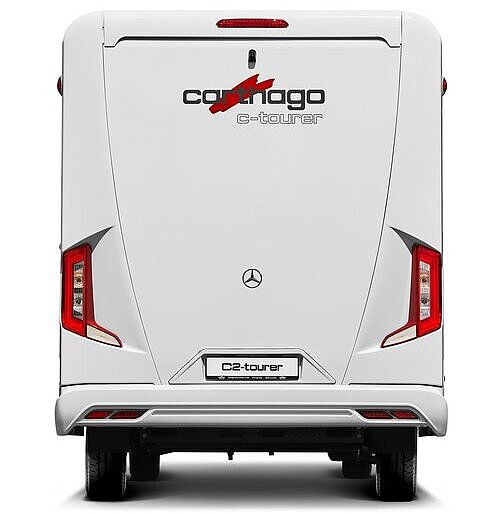 Carthago Wohnmobil C2-tourer Heckansicht auf weißem Hintergrund 