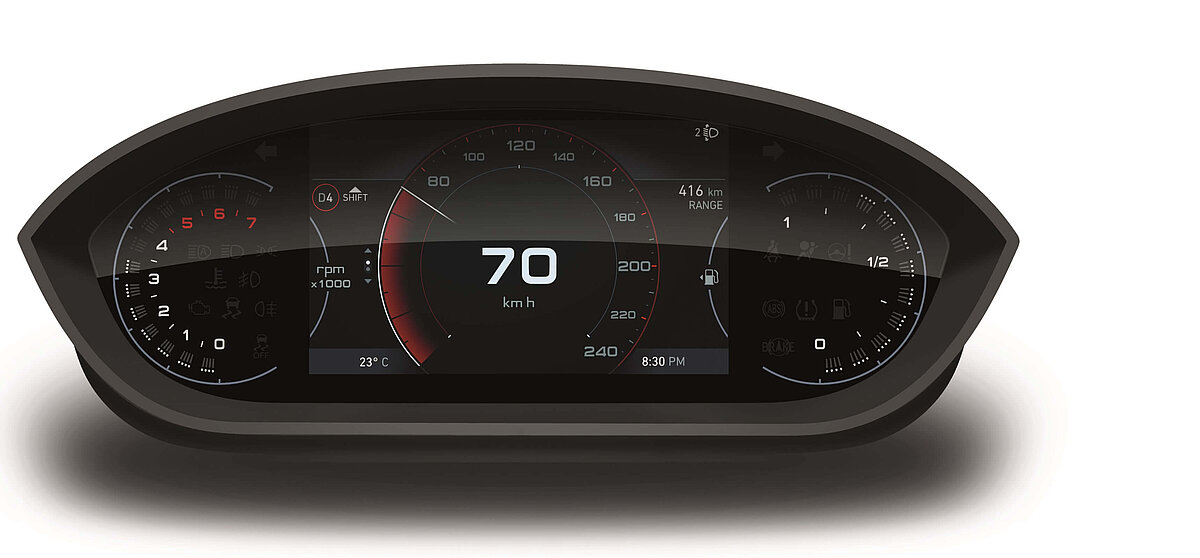 Abbildung des vollanalogen Kombiinstruments aus dem Fiat Ducato